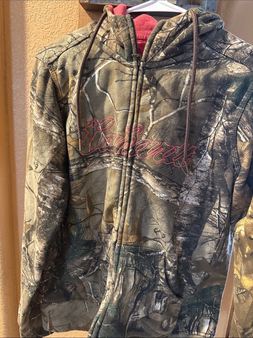 Carhartt Kids Camo Hooded Zip Jacket with Pink Logo